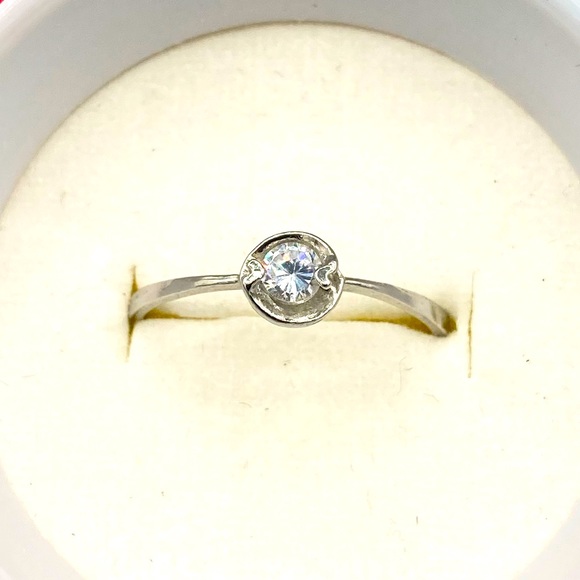 Crystal Solitaire Ring in Halo-Type Setting - Picture 1 of 4